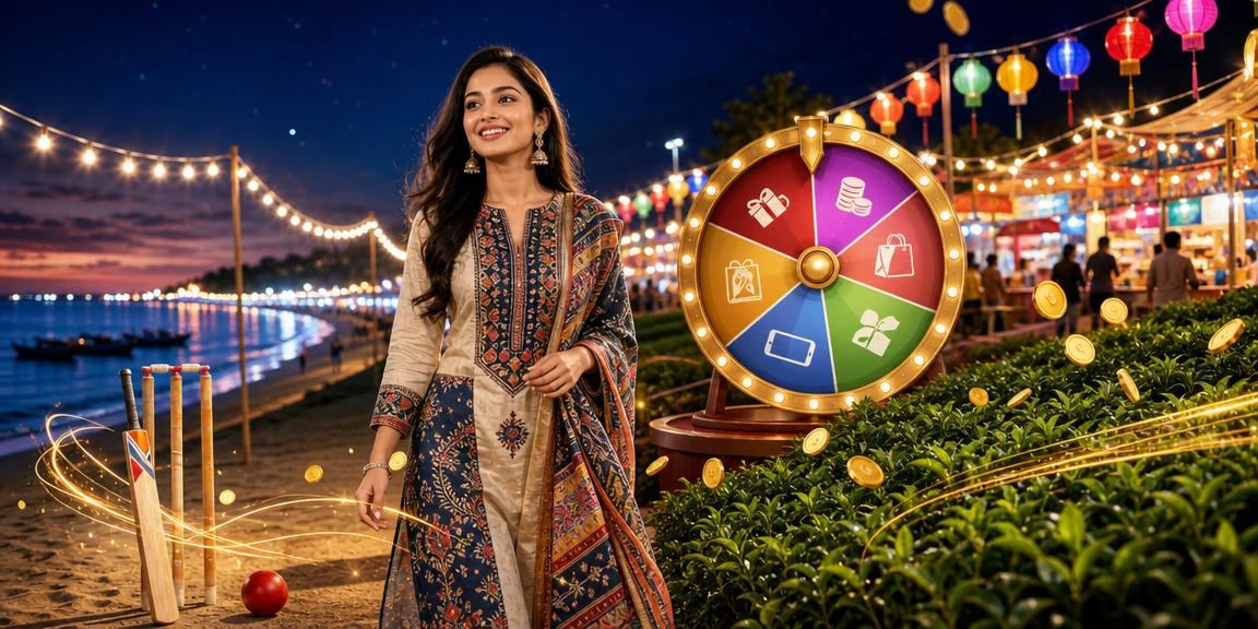 কক্সবাজার চা বাগানের পটভূমিতে মোবাইলে ক্রিকেট বেটিং প্রোমোশন দেখছেন ব্যবহারকারী