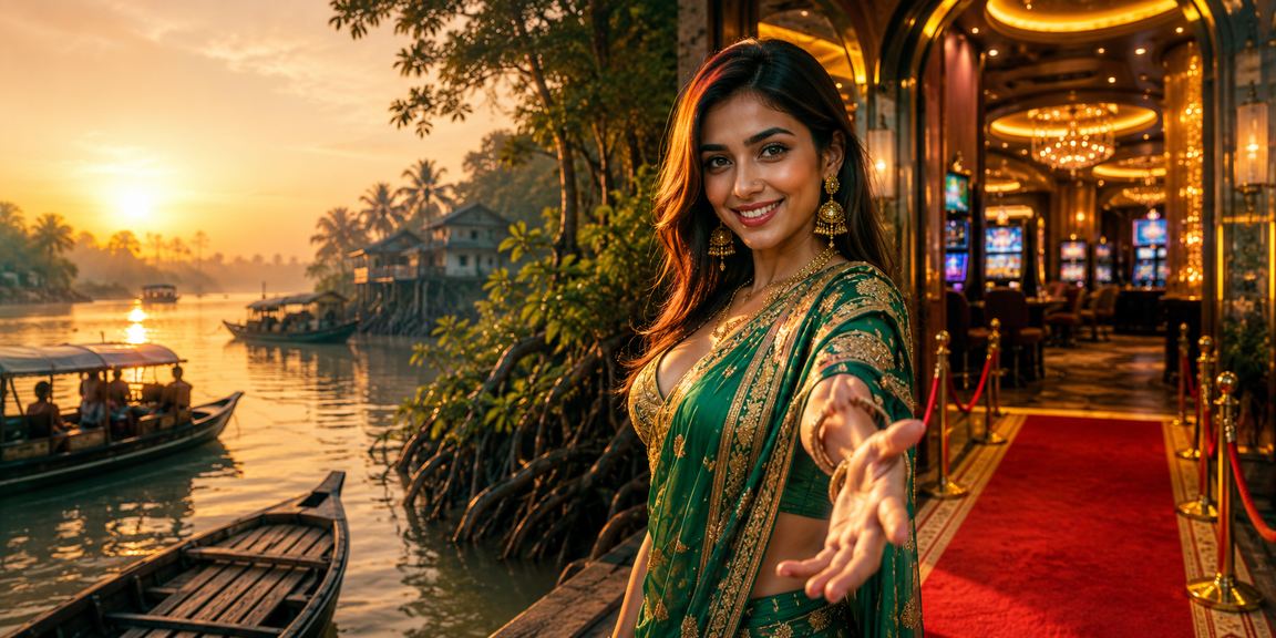 সুন্দরবনের পটভূমিতে বাংলাদেশি মডেল ক্যাসিনো বেটিং প্রোমোশন উপভোগ করছেন